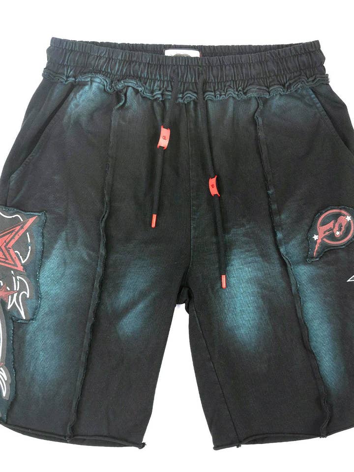 PANTALONES CORTOS F696 FINESSE ACID WASH - NEGRO para venta al por mayor de Frost Originals