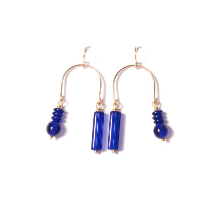Composition Swing Earrings in Cobalt for wholesale by Michelle Starbuck Designs