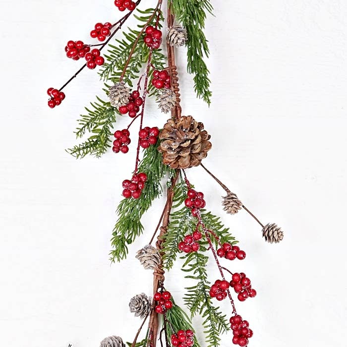 Impressive Enterprises, Inc. - Wholesale Bunting/Garland - 30841- 4ft Garland-Mix Pines w. Red Pepperberry and Pinecone
