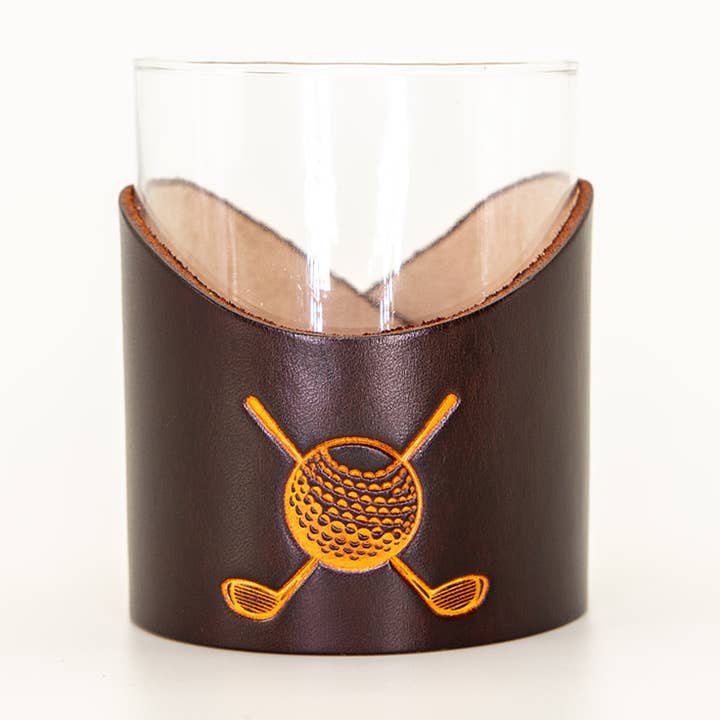Leather Rocks Glass - Golf for wholesale by Lindy Leather