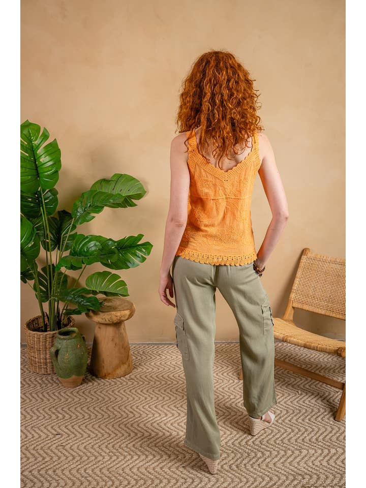 Paparazzi By Biz - Wholesale Tank Top - Women's - 4275-LBT Embroidered Woven Tank w/Crochet Trim - Unlined