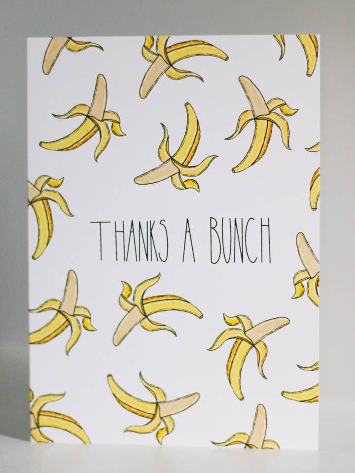Thanks a Bunch | Banana Thank You Card for wholesale by Scribbles and Doodlez