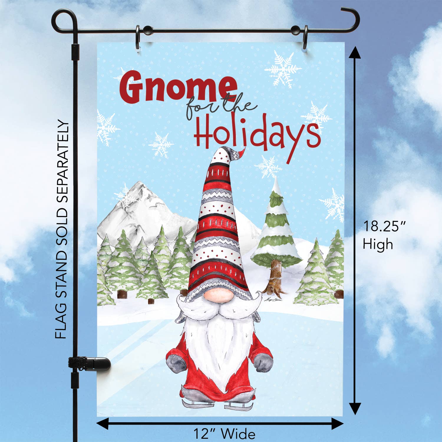 Conimar Promotions - Wholesale Flag - "Gnome for the Holidays" Reversible Multi-Image Garden Flag 1