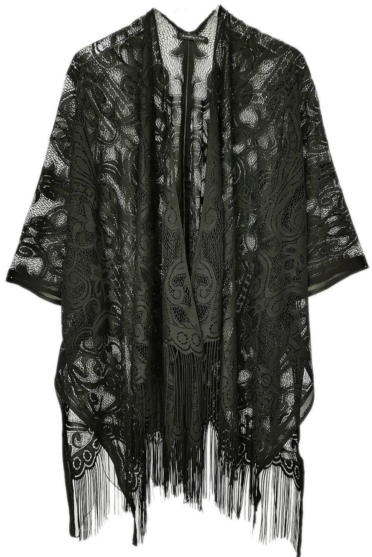 Ellison+Young - Vendita all'ingrosso Kimono - Donna - Elegante kimono con frange in pizzo19
