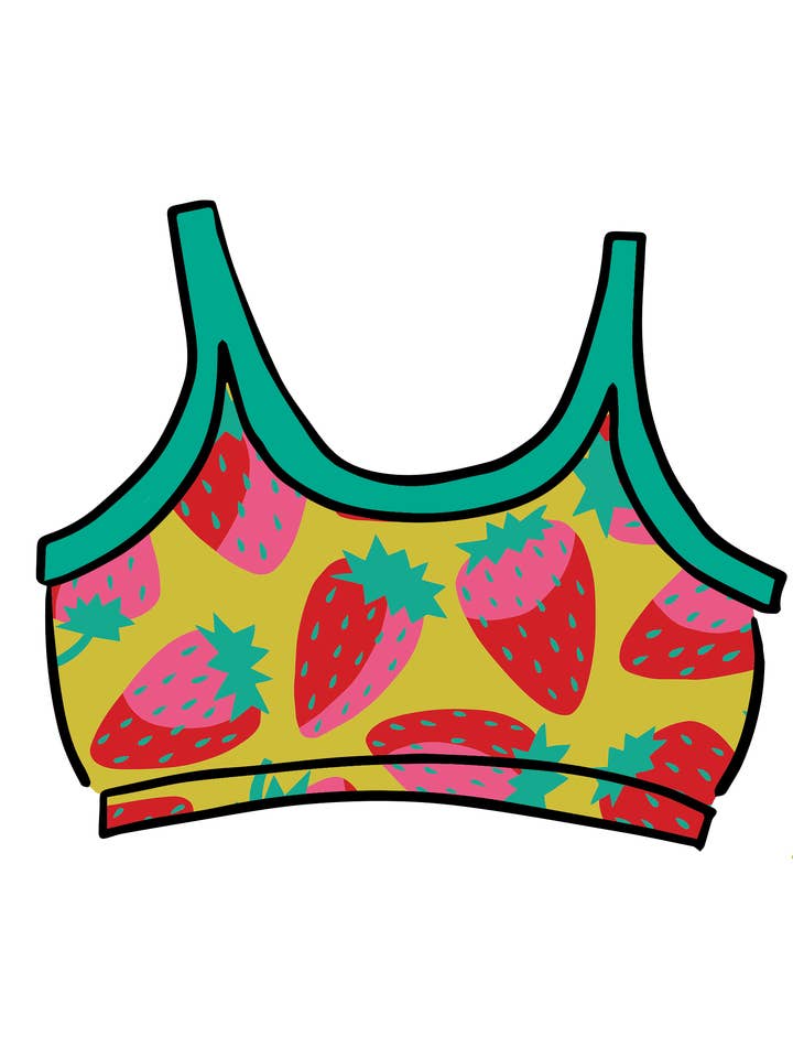 Longline Bra Strictly Strawberry for wholesale by Thunderpants USA