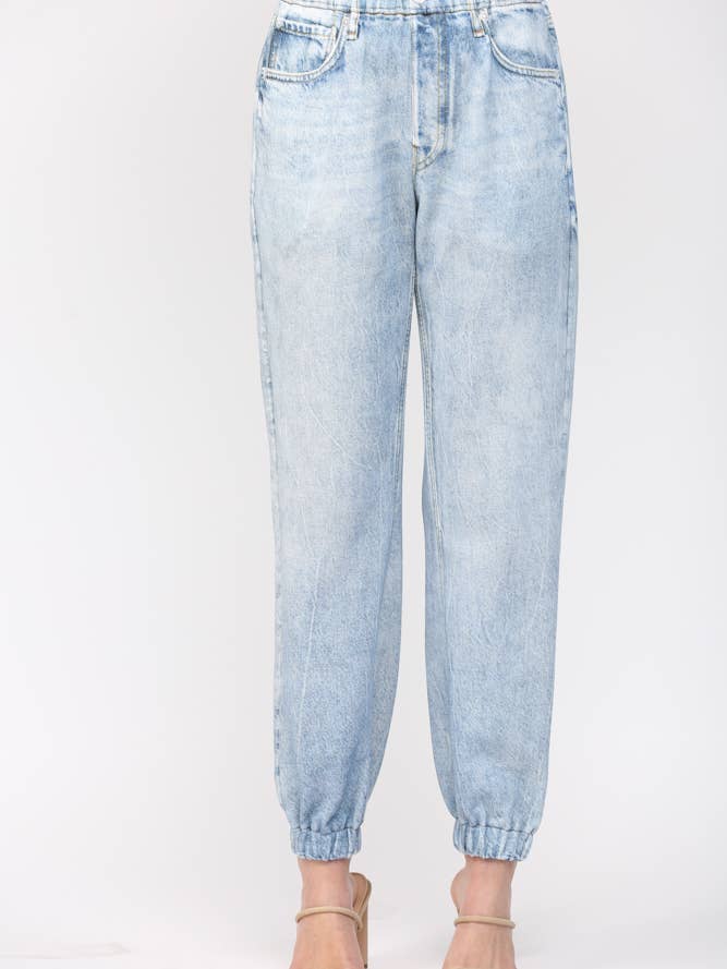 FRENCH TERRY JOGGER PANTS WITH A DENIM-LIKE PRINT FP65100 for wholesale by FATE