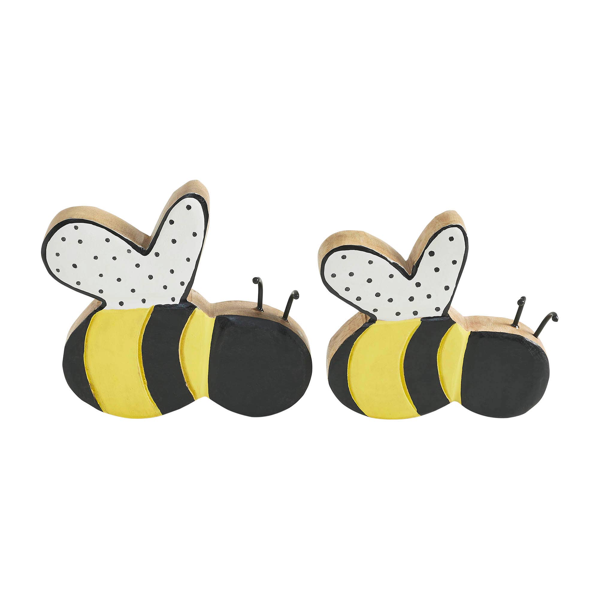 VHC Brands - Vente Décorations de table - Lot de 2 tailles d'abeilles en bois peint Buzzy Bees1