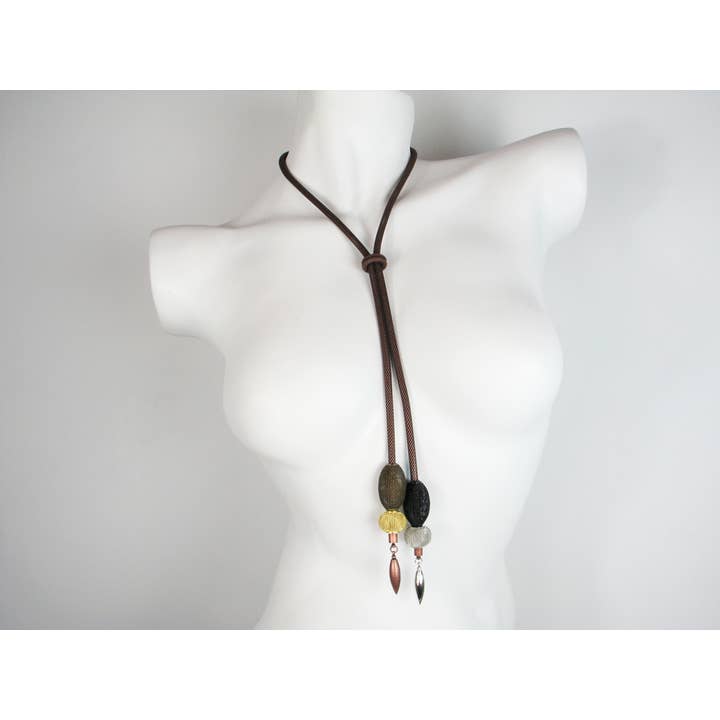 Erica Zap Designs - Wholesale Y-Neck/Lariat Necklace - Mesh Bolo with Mesh Beads and Pointed Drop Ends1