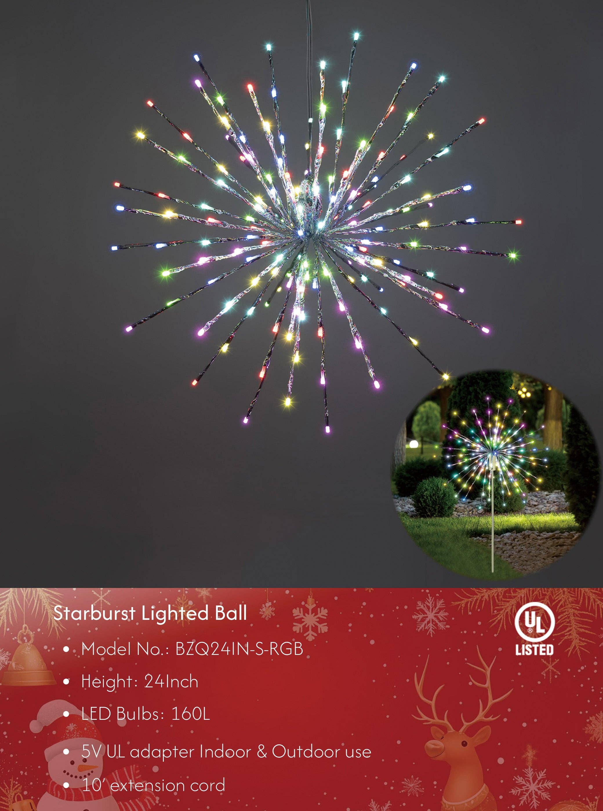 LIGHTSHARE - Wholesale Outdoor/Lawn Light - Starburst Light Lighted Ball LED Firework Lights White Twink52