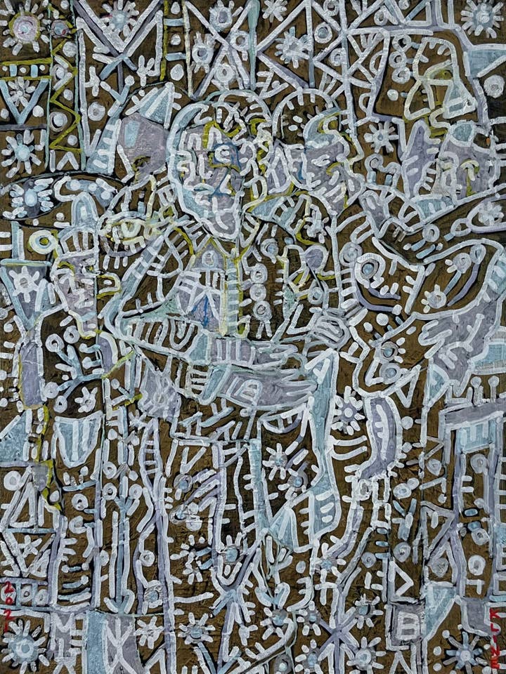 Hoffnung und Verzweiflung. Öl auf Leinwand. 12" x 16". John Kline Kunstwerk. Kleines modernes expressionistisches Gemälde. für den Großhandel von John Kline Artwork