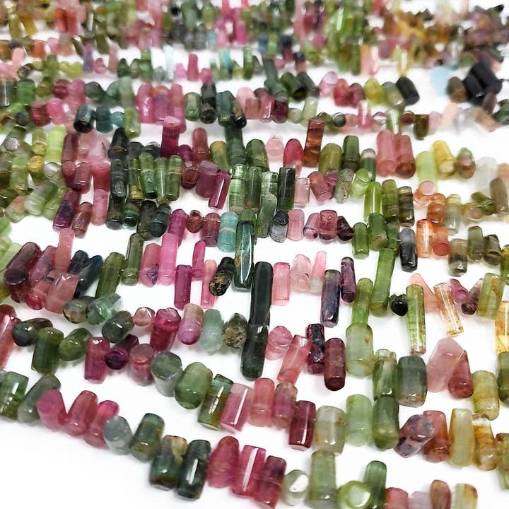 Natuurlijke toermalijn Side Drilled Stick Beads, Edelsteen Kralen, Natuurlijke Toermalijn Kralen, Sieraden Benodigdheden, Groothandel Bulk Kralen, 8" Streng voor wholesale door Akstar Gems