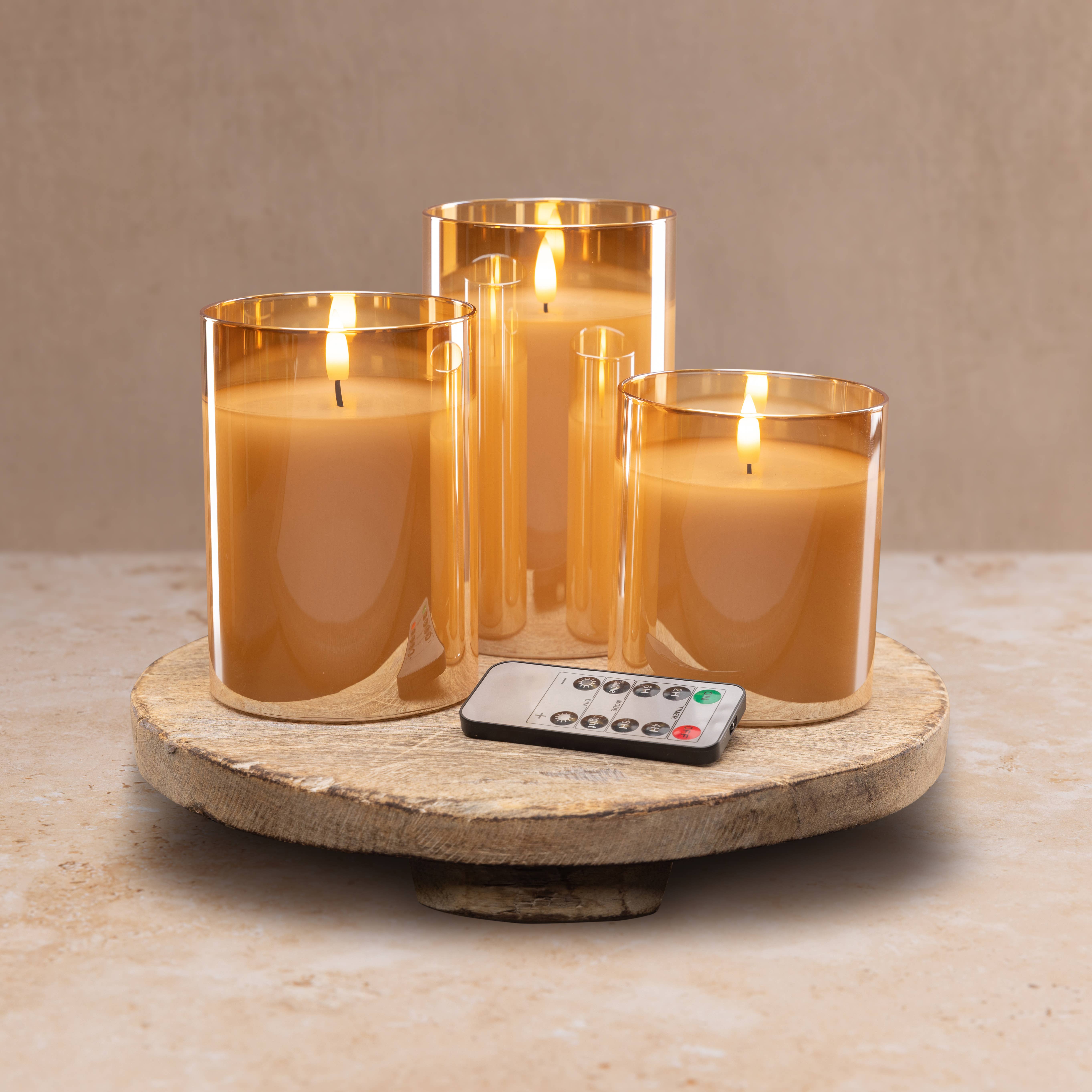 Sandstone & Sage - Wholesale Jar/filled candle - Flameless LED Hurricane Glass Candles - White and Amber0