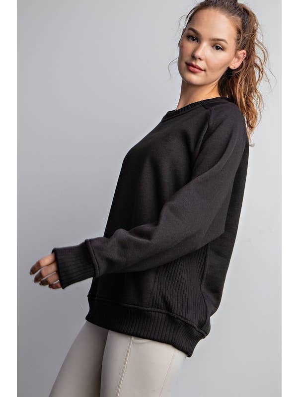 Sunday Morning - Wholesale Sweatshirt - Women's - T9797PL37 Plus Size Crew Neck French Terry Sweatshirt