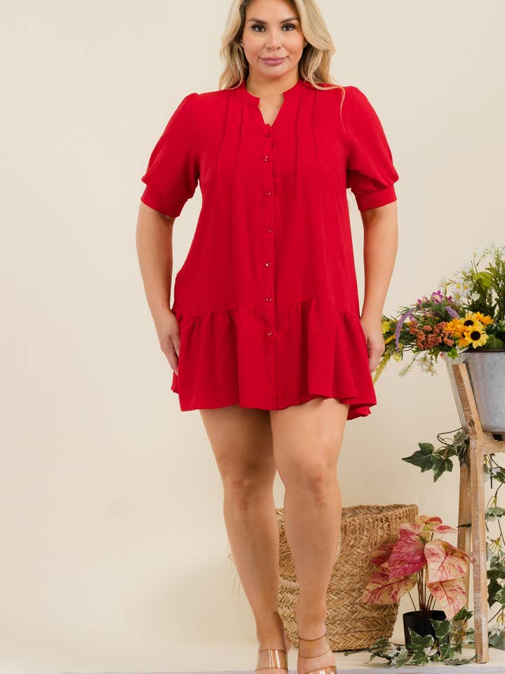 Plus Size Women Solid Short Dress for wholesale by Fashion Space