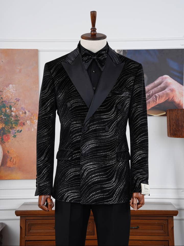 The Midnight Wave Luxury Limited Edition black Velvet Tuxedo for wholesale by parez suits