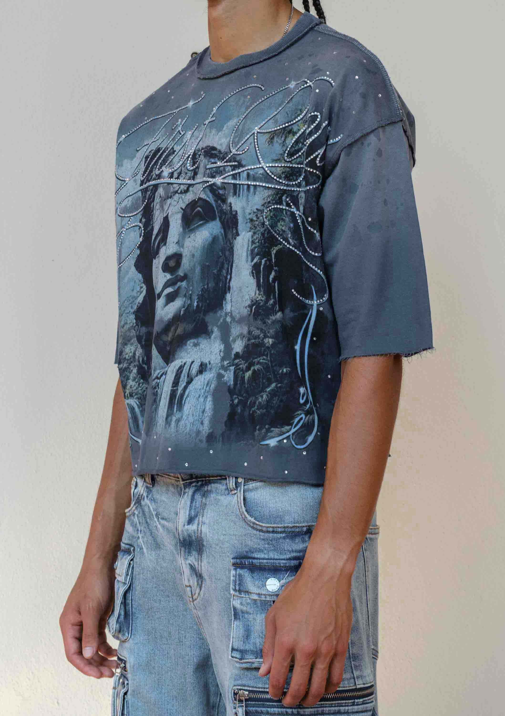 DK GREY LOST UTOPIA UNEARTH CROPPED  TEE for wholesale on Faire1