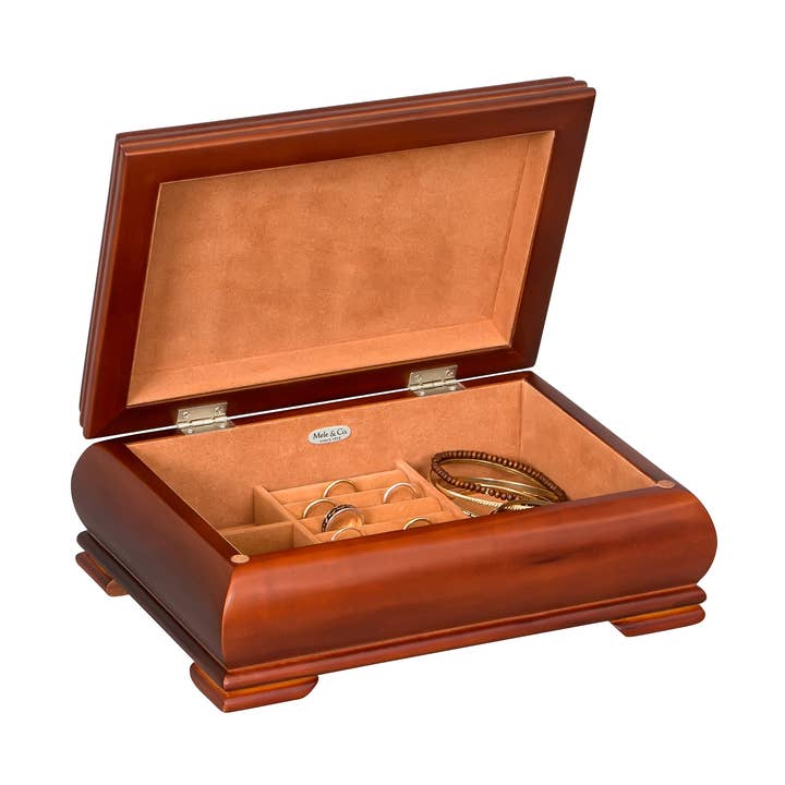 Mele and Co Carmen Wooden Jewelry Box in Walnut Finish for wholesale by Mele and Co