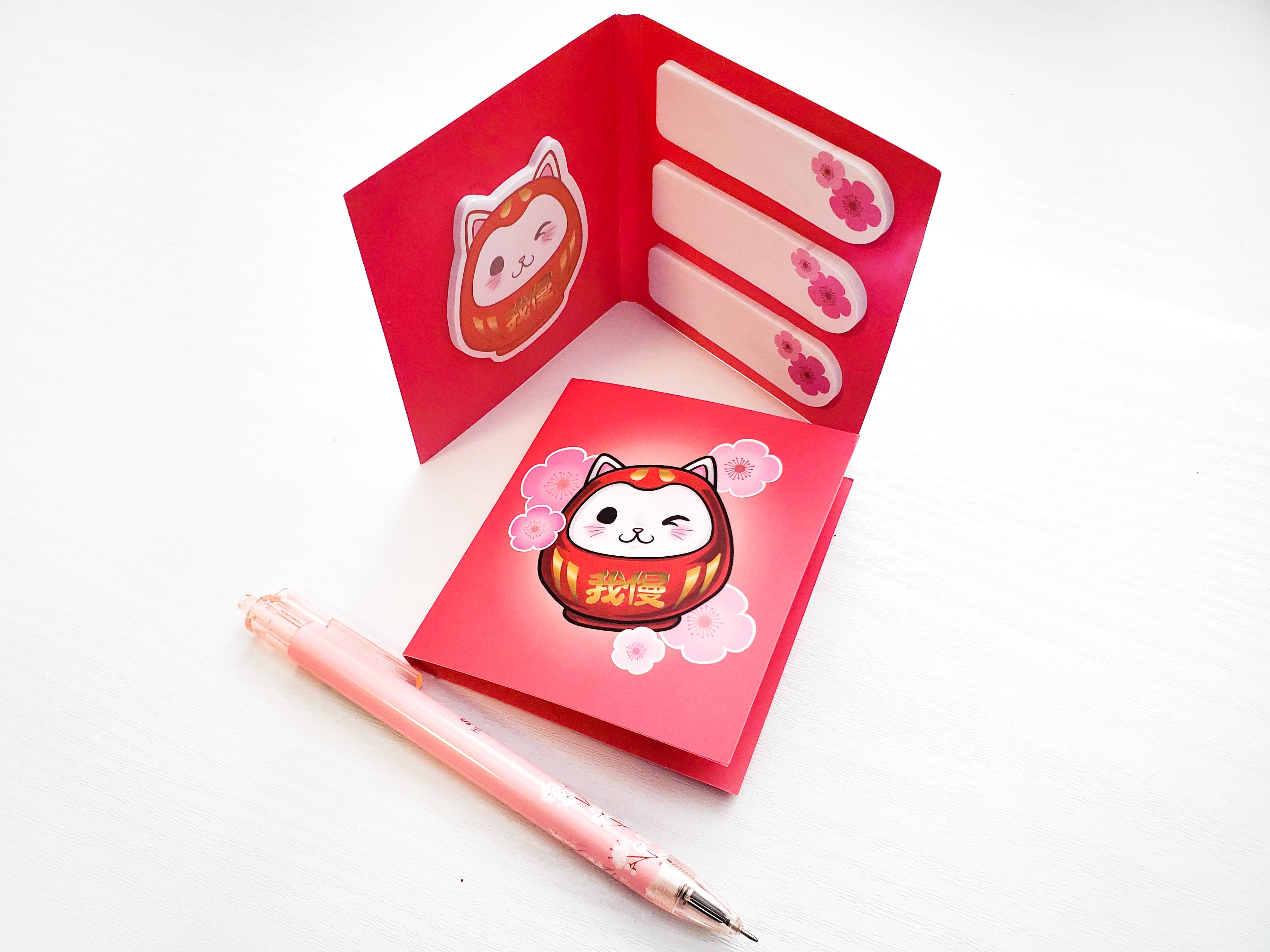Atomik Cupcake Designs - Wholesale Sticky Notes - Daruma Cat Sticky Note Set | Sticky Notes Office Supplies1