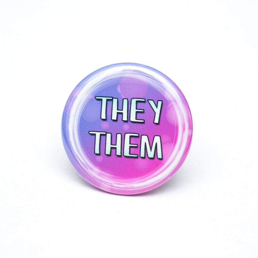 Crafty Queer Studio - Wholesale Lapel Pin/Button - They/them pronoun pin / button2