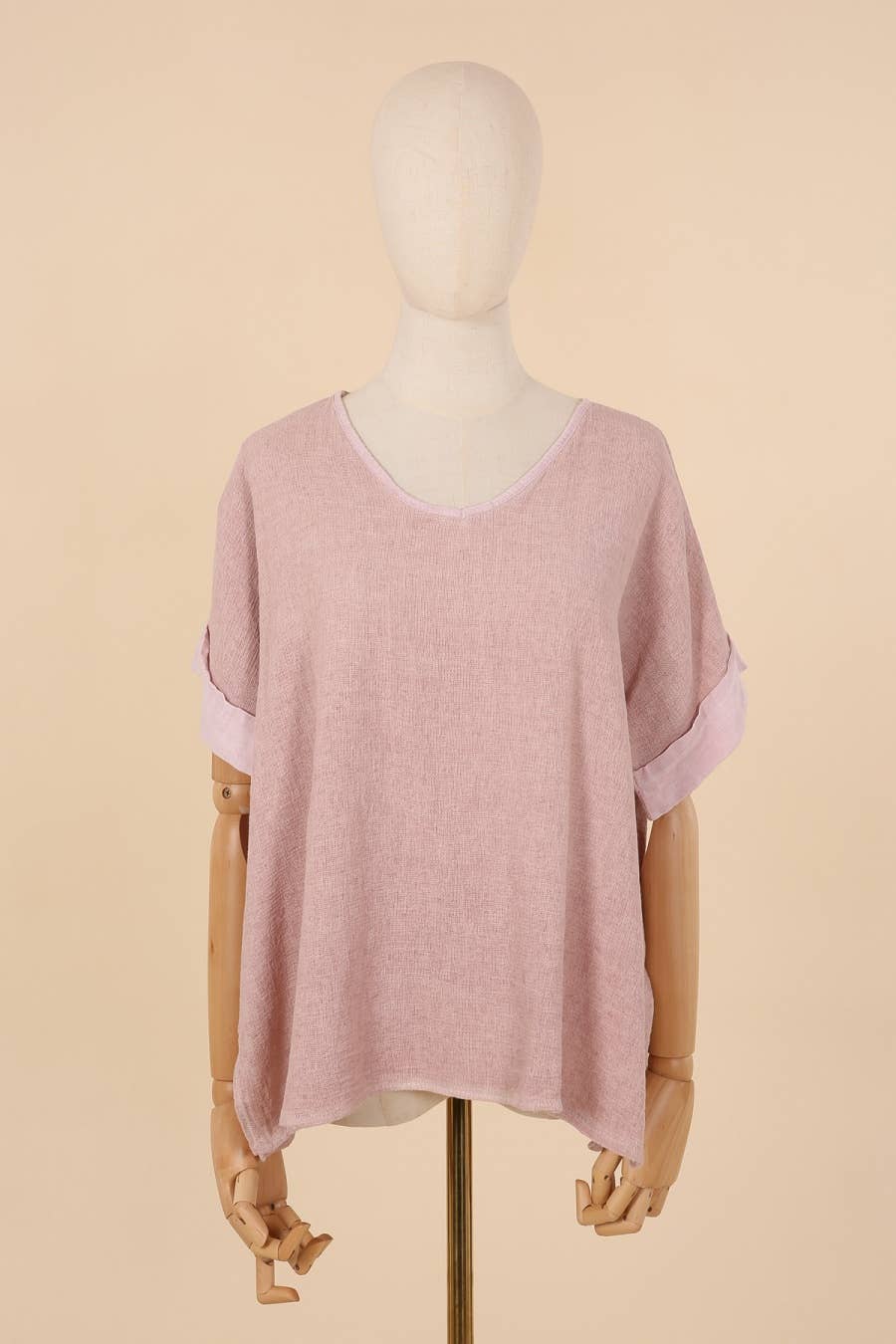 la maison des fibres naturelles – Engroshandel T-shirt – til kvinder – T-shirt i hør- og bomuldsblanding, 10 % hør, 90 % bomuld, model 67631