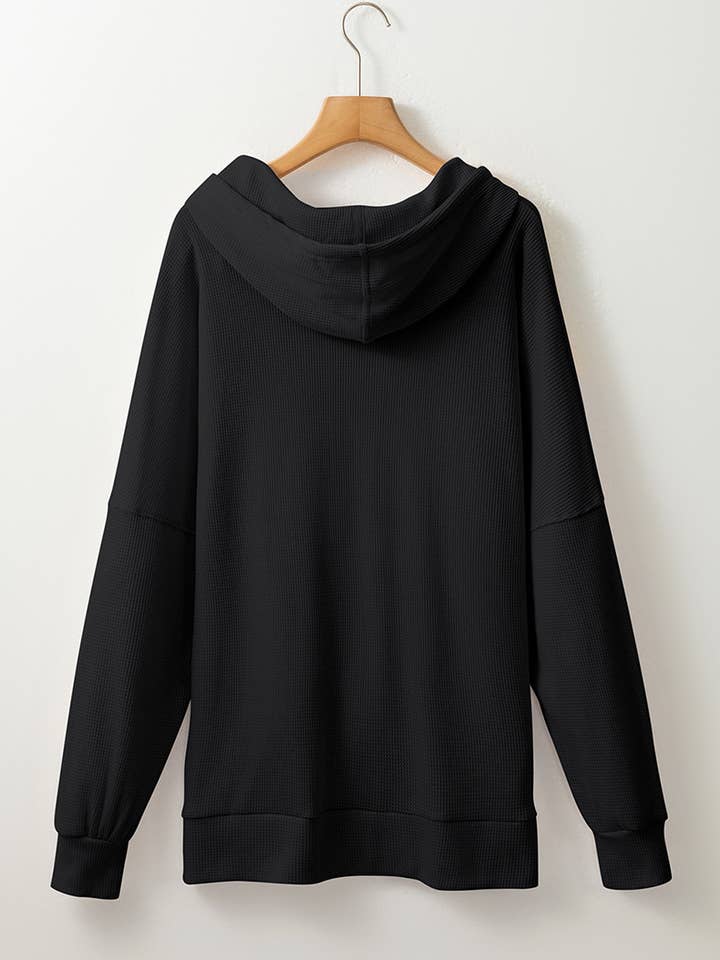 Lily Clothing - Wholesale Hoodie - Women's - CASUAL TEXTURED HOODIE WITH LARGE POCKET HOODIE5