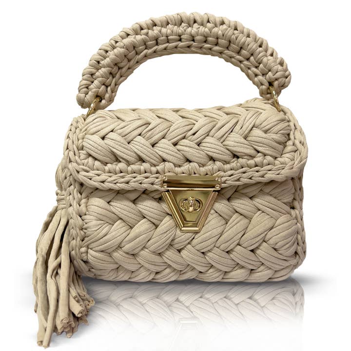 CHQEL - Wholesale Clutch Bag - Women's - CHQEL Beige Clutch Bag for Women, Handmade Crochet Purse