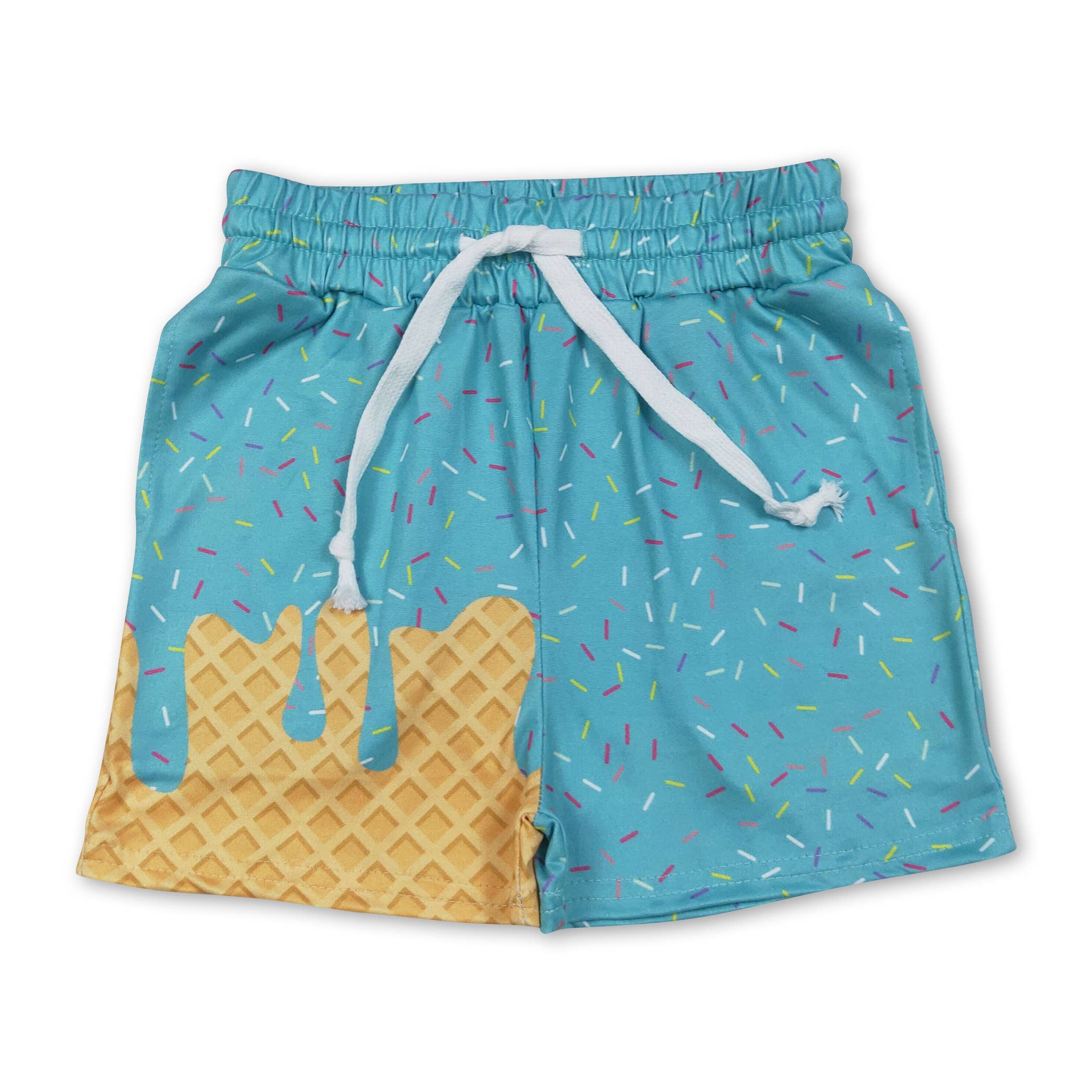 Yawoo Garments - Wholesale Shorts - Kids - White ice cream sprinkle baby kids summer team shorts4