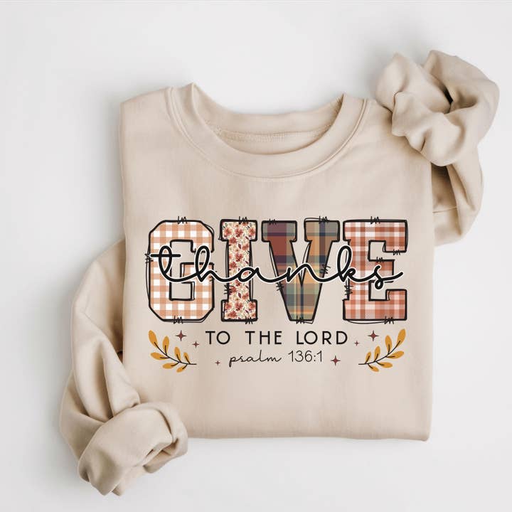 NVC Ecommerce LLC - Wholesale T-Shirt (Graphic) - Women's - Give Thanks To The Lord Tee, Christian Thanksgiving Sweater5