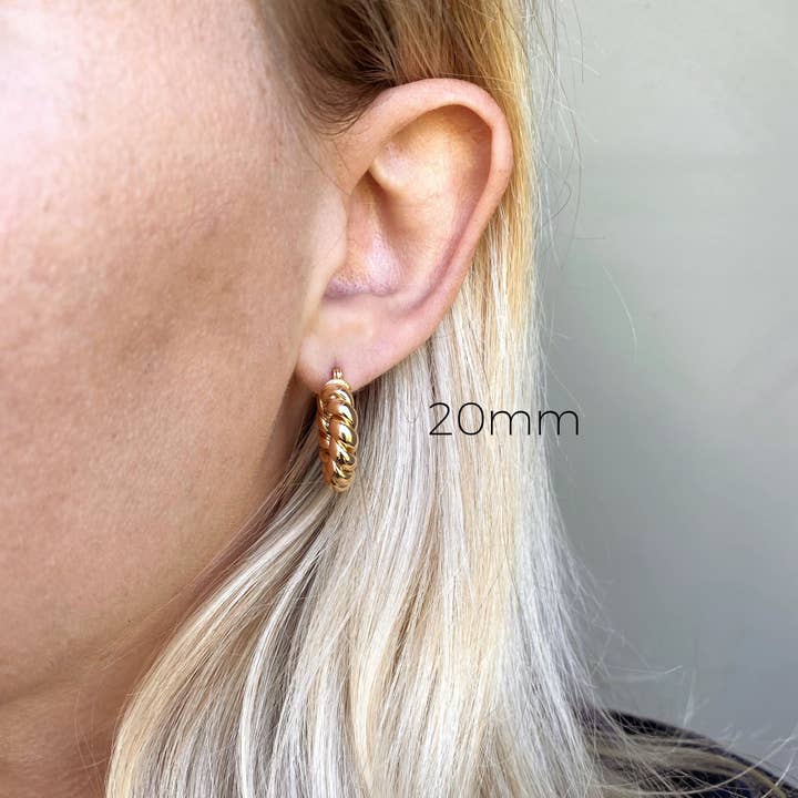 GoldFi - Wholesale Hoop Earrings - 18k Gold Filled Twisted Tube Hoop Earrings - The Croissant Hoops
