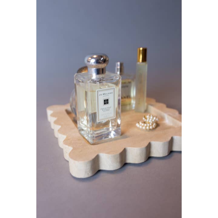 Curated Studio - Wholesale Decorative Tray - Beige Travertine Scalloped Tray2