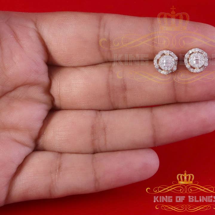 KING OF BLINGS - Wholesale Stud/Post Earrings - King of Bling's Men's/Womens Yellow 0.50ct VVS 'D' Moissanite Round Silver Earrings