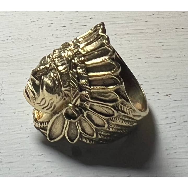 The Curator - Vente Bagues multi-doigts - Bague à tête de chef indien en laiton1