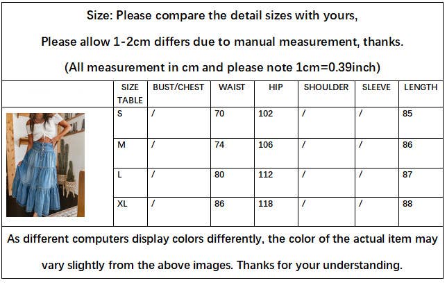 Hope & Sunshine - Wholesale Skirt - Women's - Bohemian Tiered Denim Skirt A-Line2