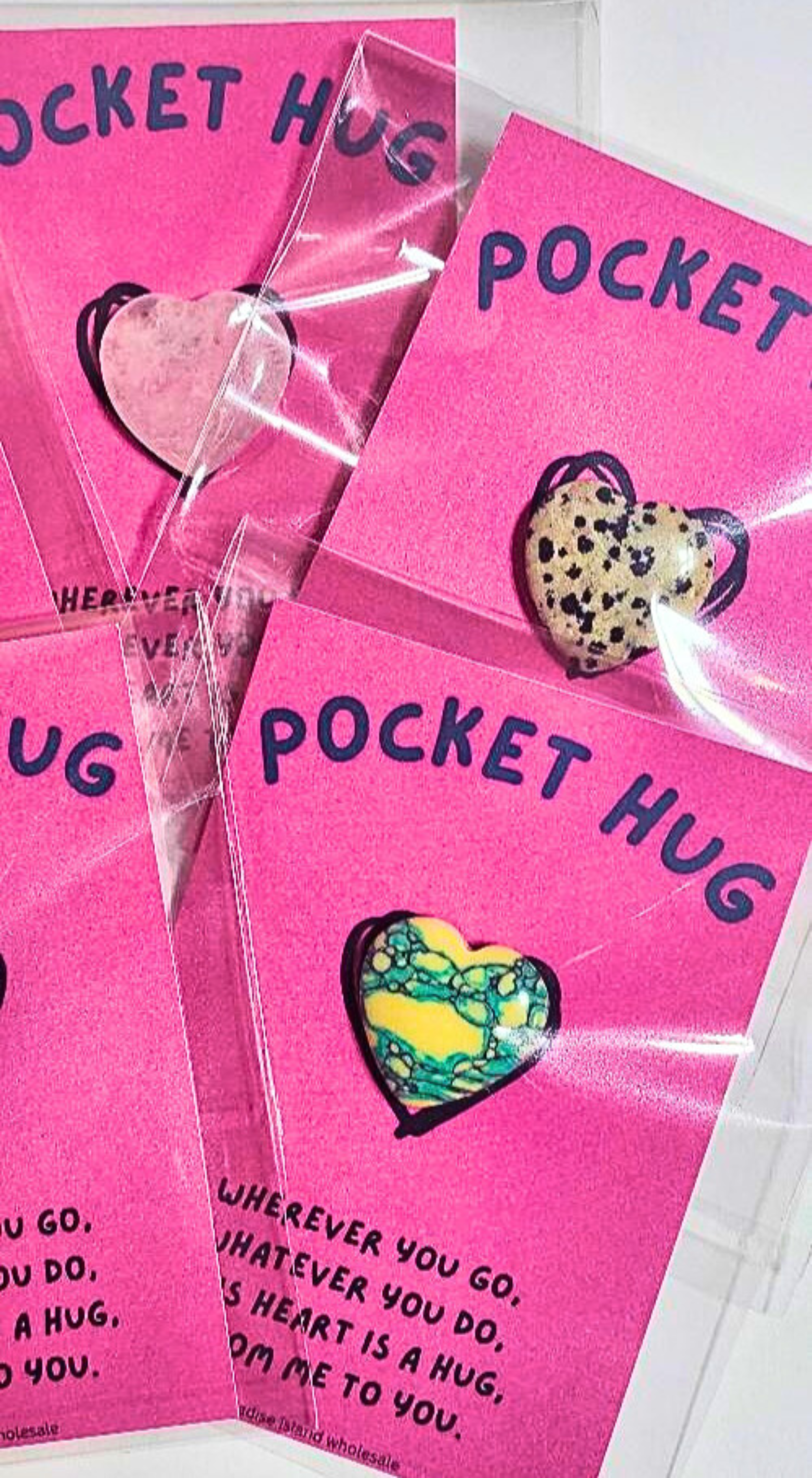 Paradise Island Gold and Silver - Wholesale Encouragement Card - Pocket Hug Card w/ Stone Heart – 10 Pack Hug from Me to You3