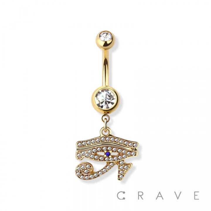 CRAVE – wholesale Belly ring – EGYPTIAN HORUS EYE DANGLE 316L SS NAVEL BELLY RING1