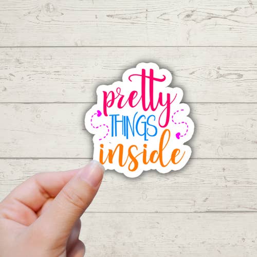 Pretty Things Inside - Colourful Small Business Stickers for wholesale by Forest Crafts