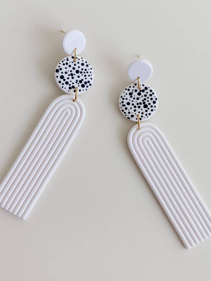 The Willow's White Polka Dot Dangle Earrings for wholesale by Florence and Fig