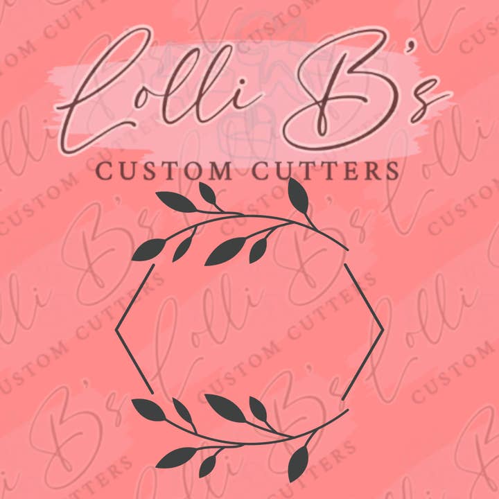 Floral Hexagon Plaque Cookie Cutter for wholesale by Lolli B Custom Cutters