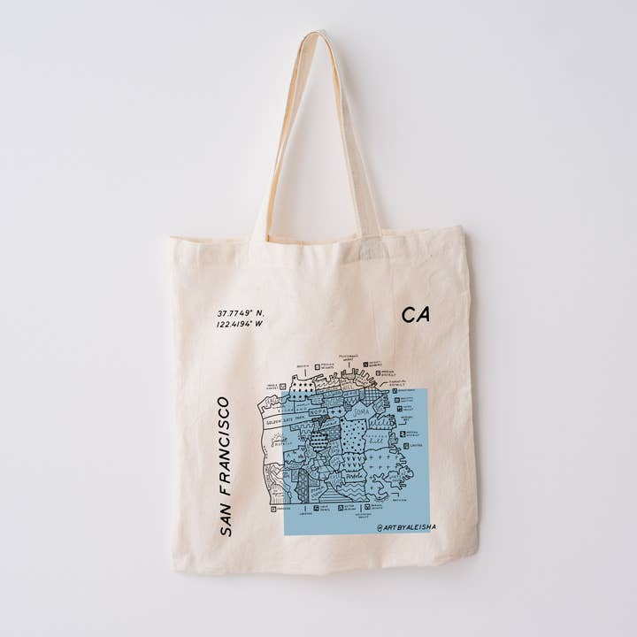 San Francisco Map Tote for wholesale by By Aleisha