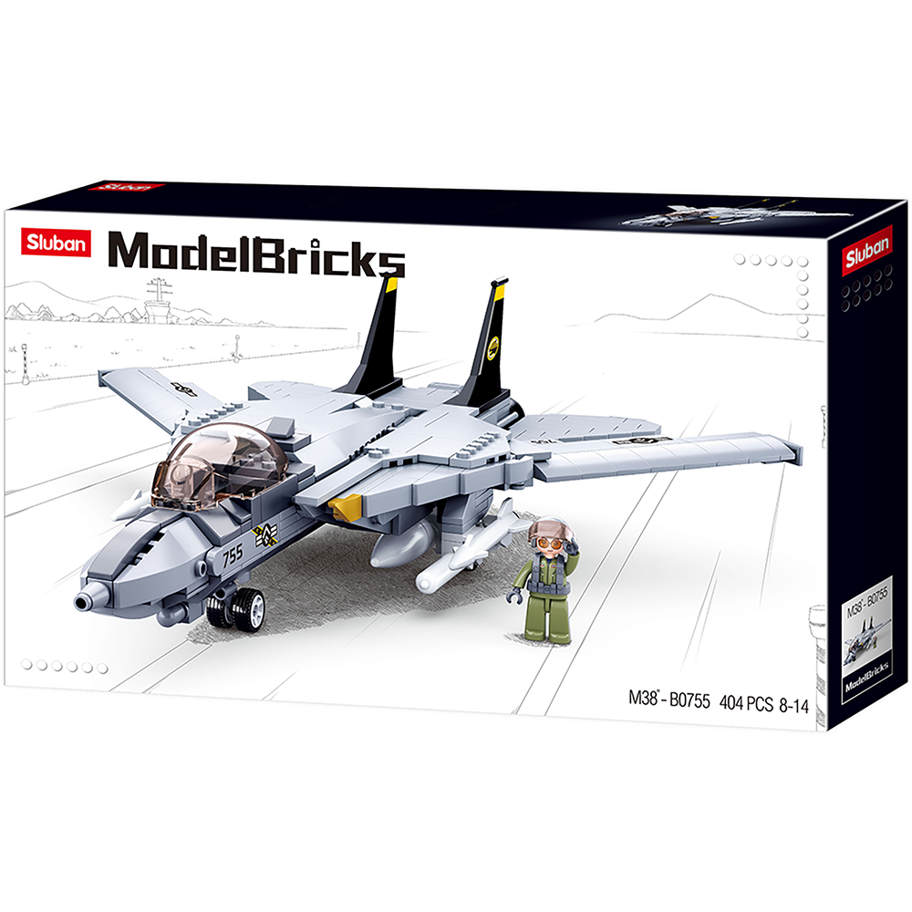 Texas Toy Distribution – wholesale Building set – Child – Model Bricks F14 Fighter Jet Building Brick Kit (396 Pcs)0