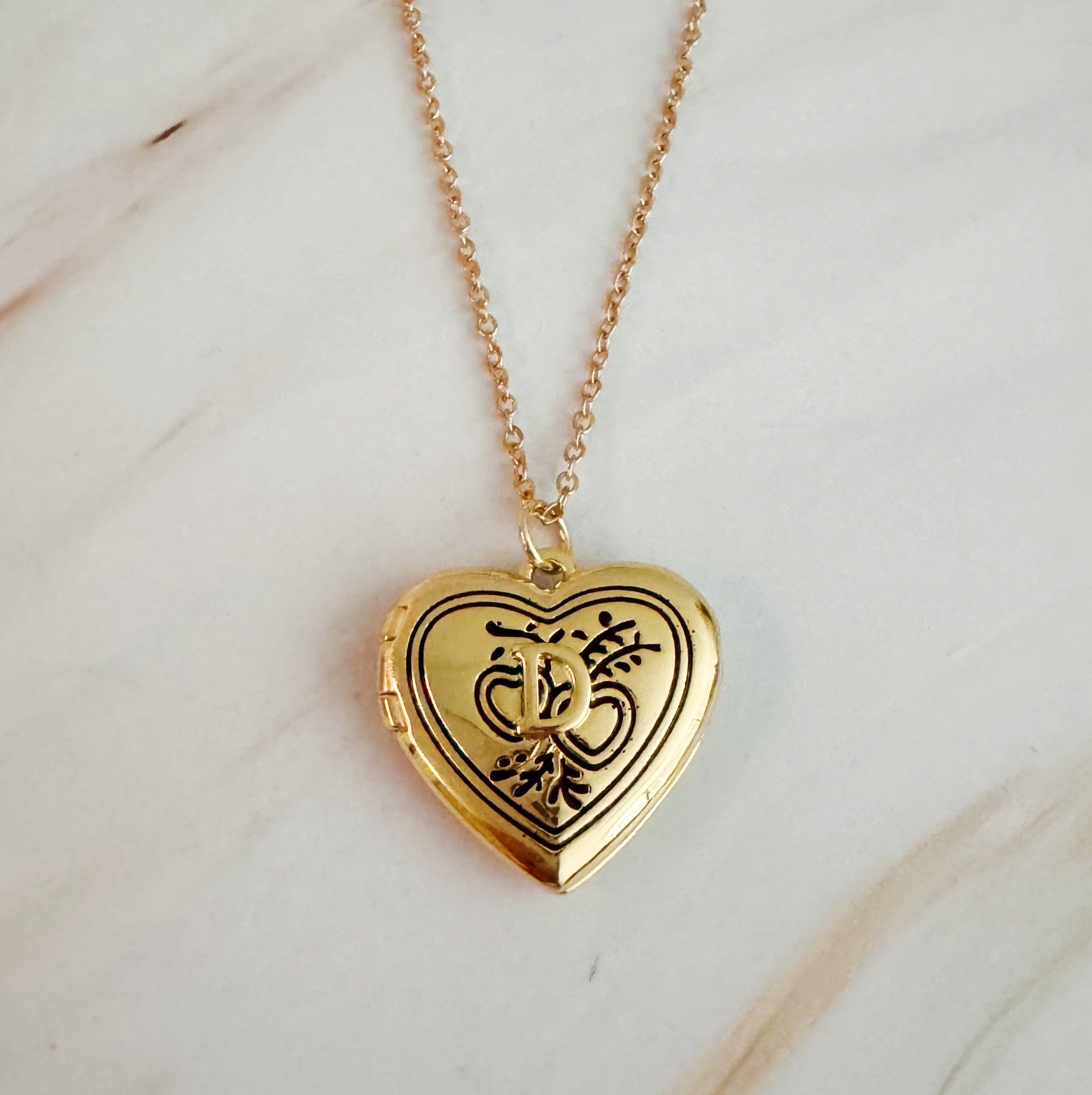 Ellison+Young - Wholesale Locket Necklace - Nostalgic Heart Initial Open Locket Necklace3