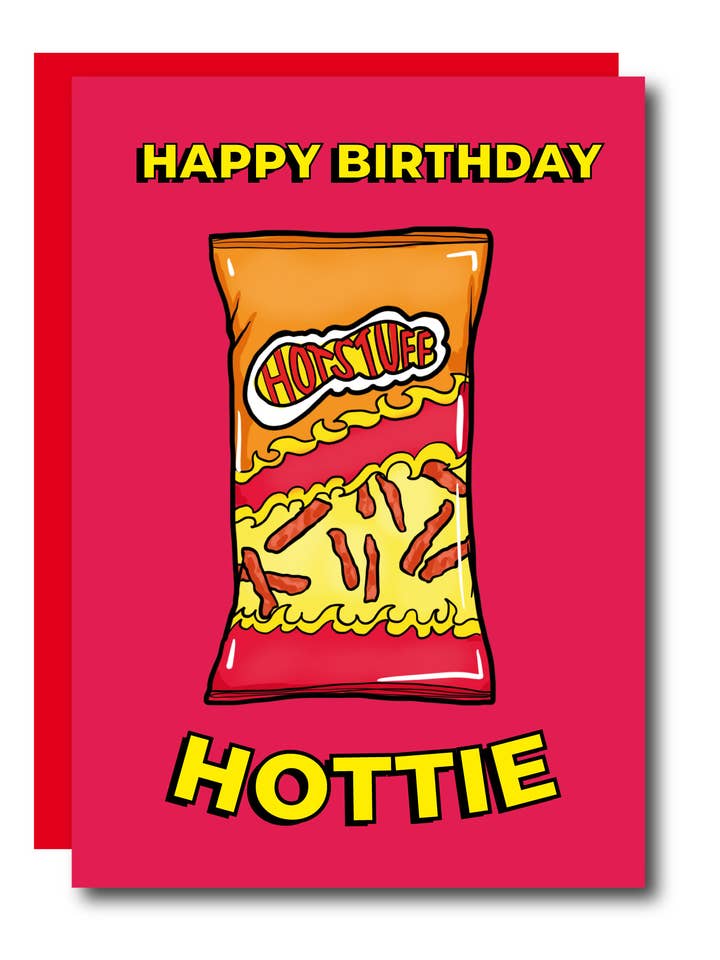 Happy Birthday Hottie Snack Greeting Card for wholesale by Studio Soph (We Pay Your Import Fees - We Ship DDP)