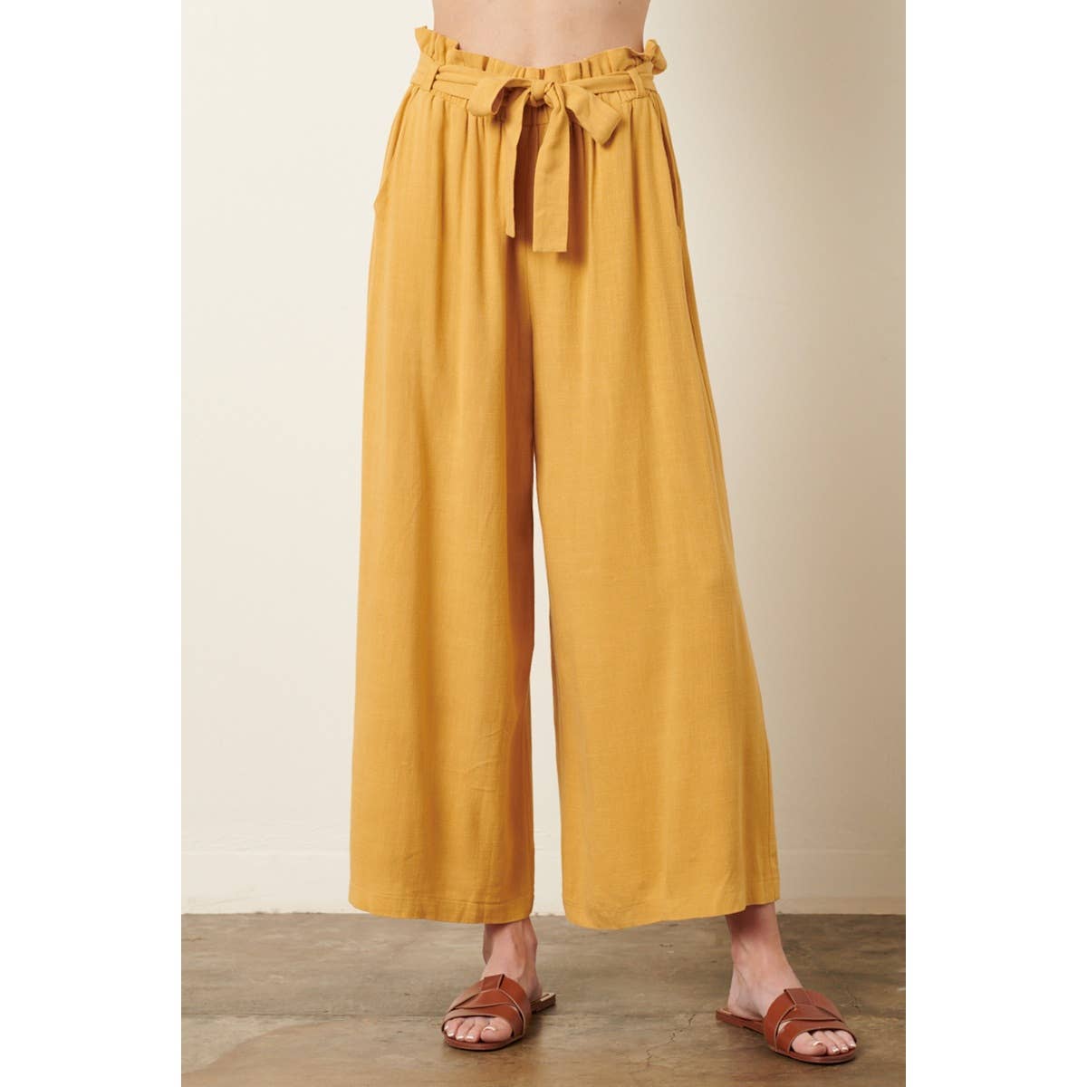 mittoshop - Wholesale Pants - Women's - PAPER BAG TIE DETAIL WIDE LEG PANTS3