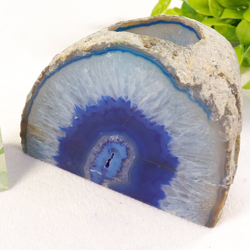 Natures Artifacts Inc - Venta al por mayor Candelabros - Portavelas de ágata azul - Portavelas de ágata2