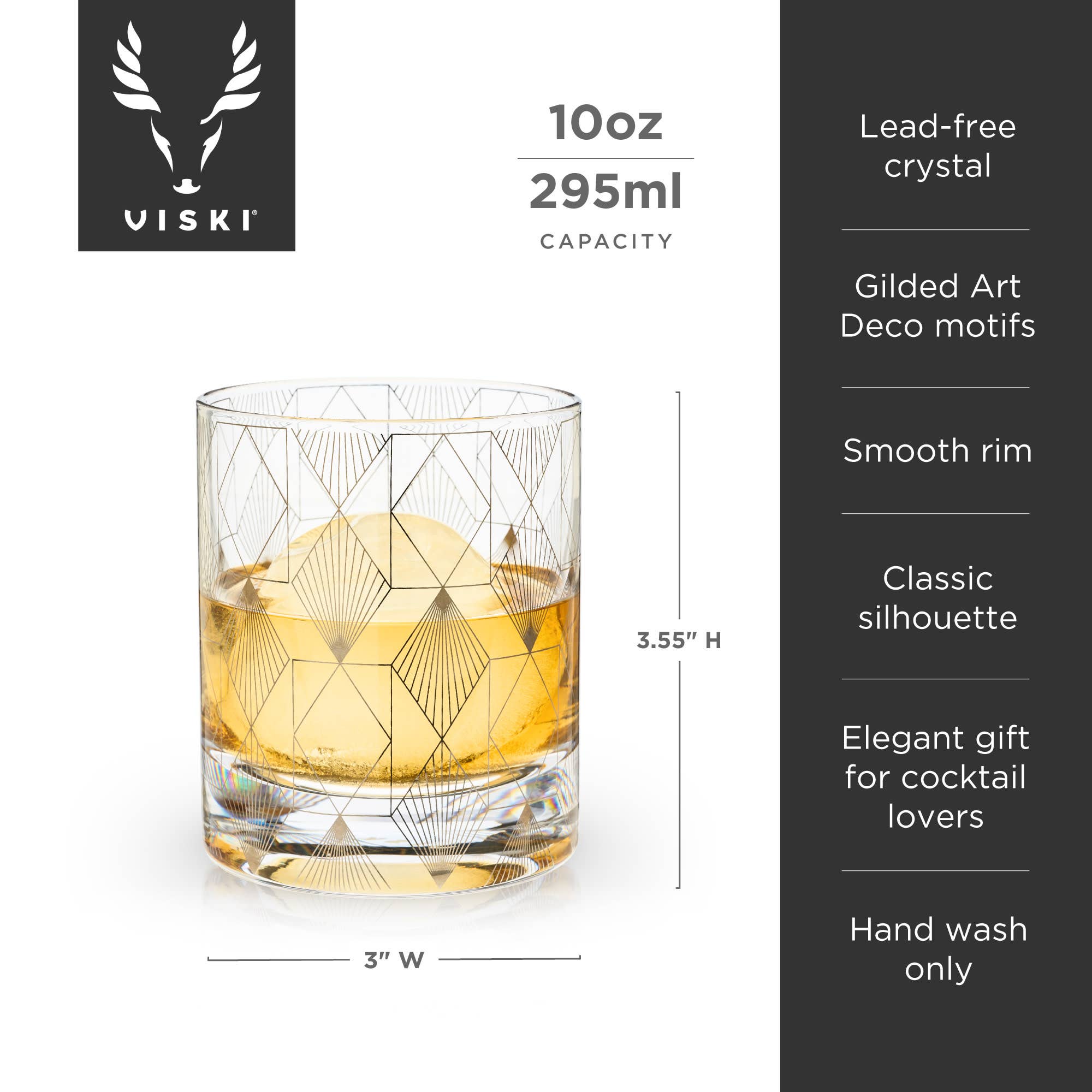 Viski - Wholesale Cocktail/Liquor Glass - Metropolis Deco Crystal Tumbler5