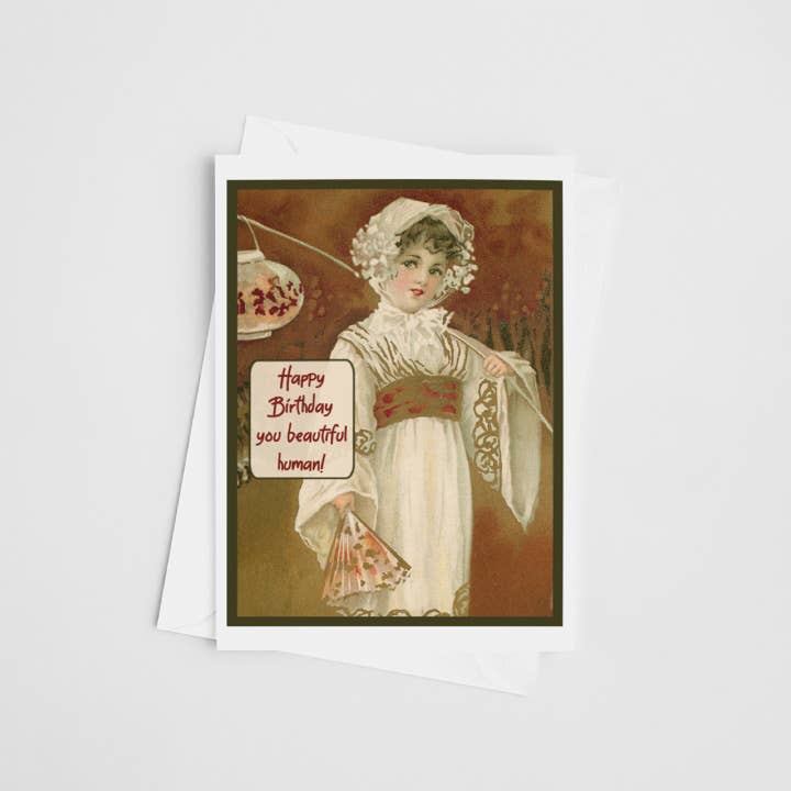 Cheerful Whimsies - Wholesale Birthday Card - Greeting Card. Happy Birthday You Beautiful Human. Vintage.3