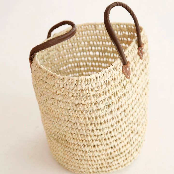 ProHandmadeDesign - Wholesale Basket - Round Wicker Basket with Leather Handles: Toy Storage3
