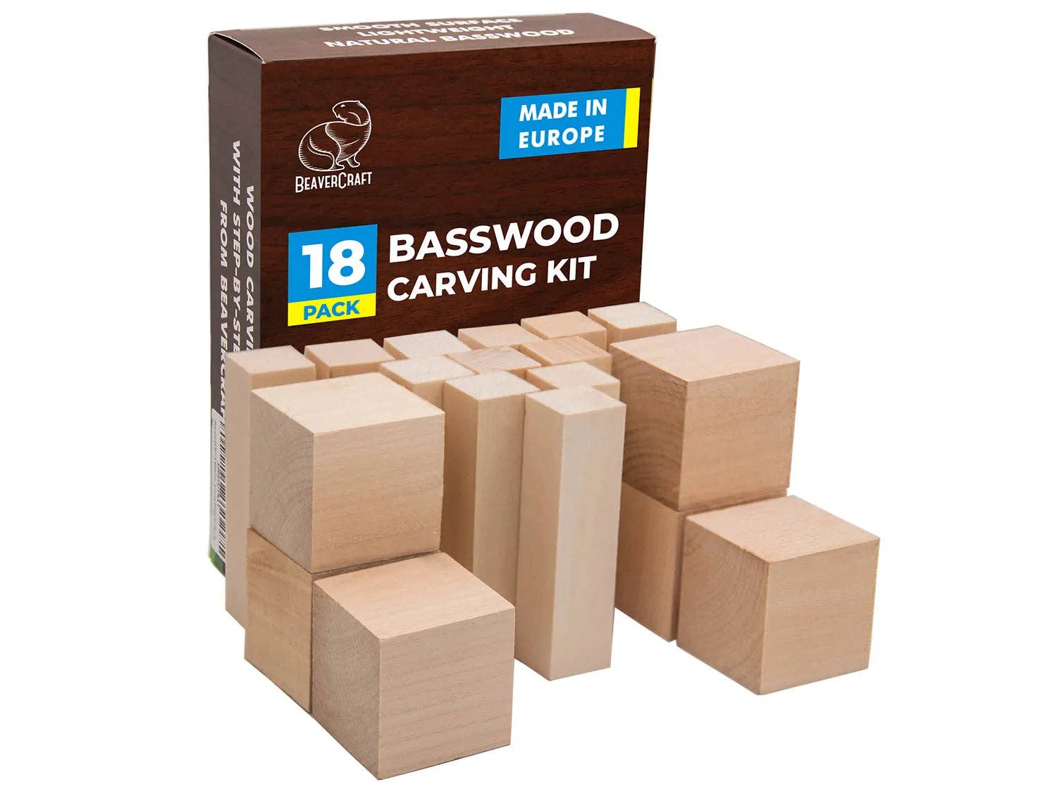 BeaverCraft - Wholesale Craft Supplies - BW18 - Set of Basswood Carving Blocks 18pcs