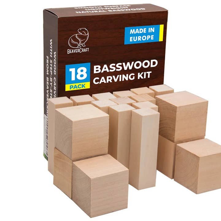 BeaverCraft - Wholesale Craft Supplies - BW18 - Set of Basswood Carving Blocks 18pcs