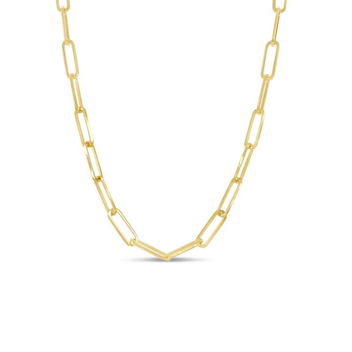 10k Gold Paperclip Chain Necklace for wholesale on Faire